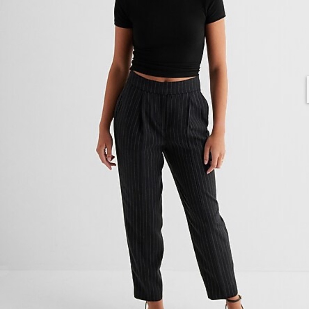 Express Black Pinstripe Cropped Pants